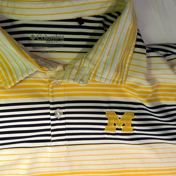 Columbia Other - Michigan Wolverines Columbia GolfMen's Striped Polo Shirt Blue And Gold. Size 2x